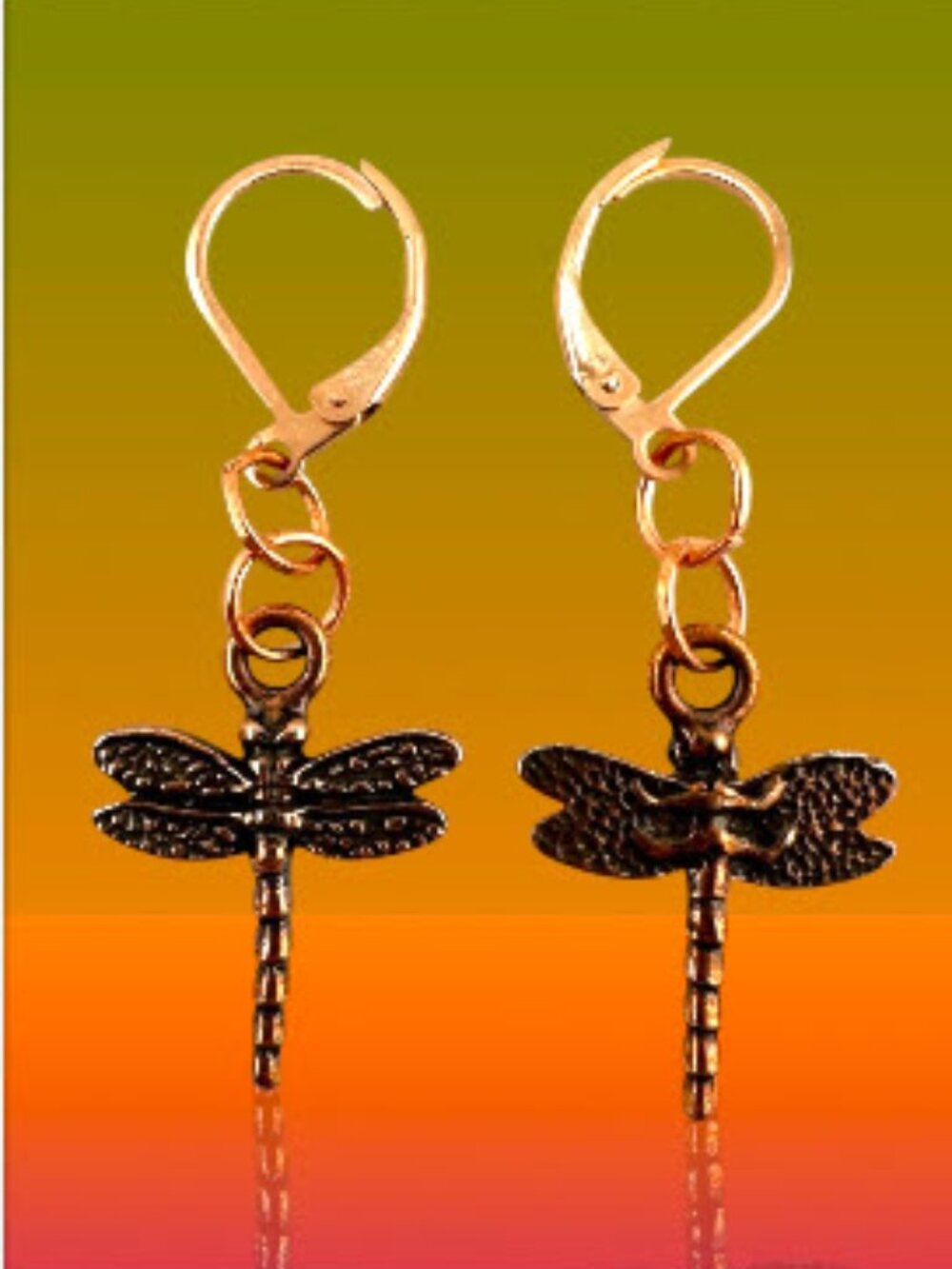 Copper Dragonfly Earrings Solid Red Copper Leverbacks